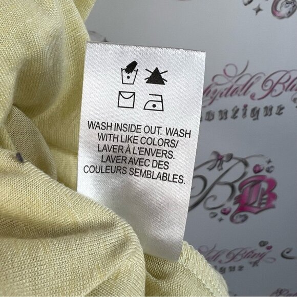 Kismet Vneck tie up shoulder detail ribbons Light Yellow Tank Top - Picture 10 of 11